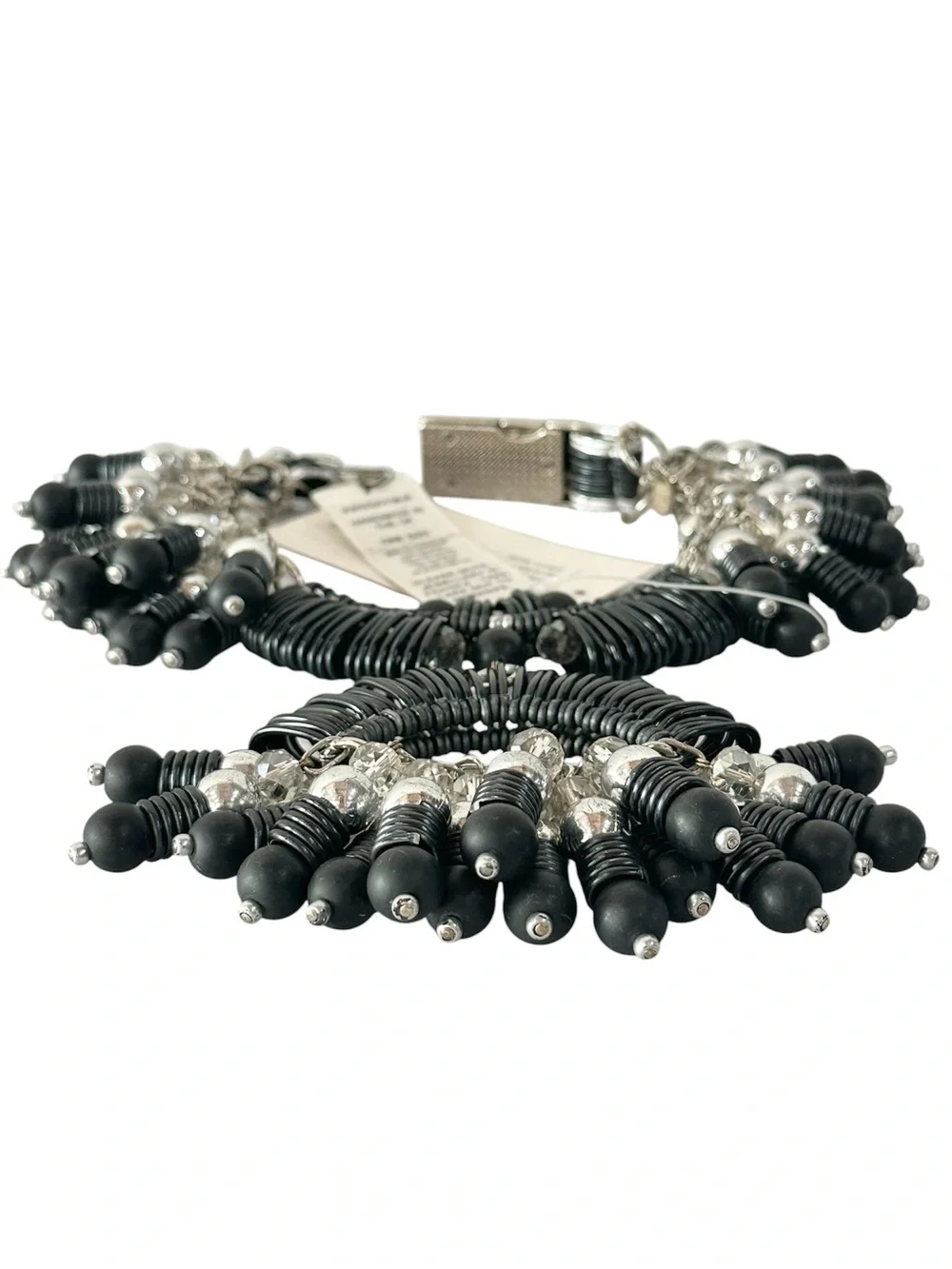 Rare Kirsty Ward Black Chunky Beaded Statement Necklace